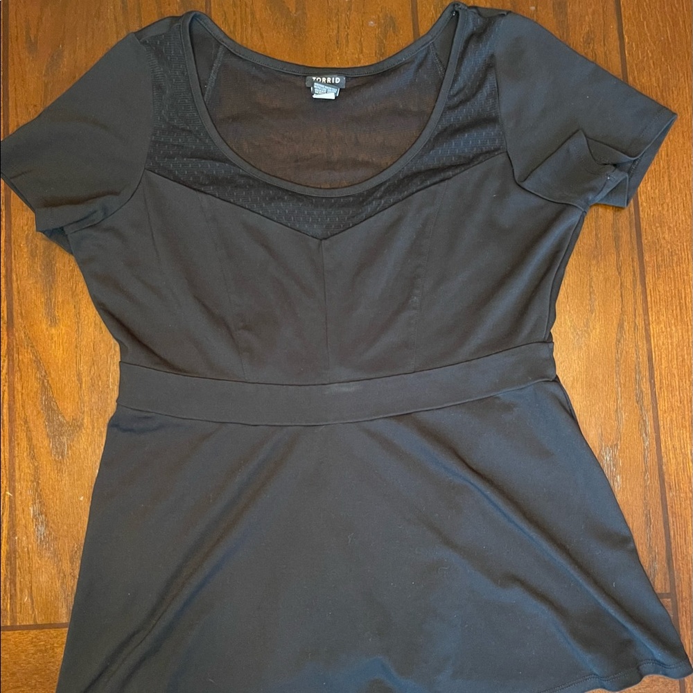 Torrid peplum black shirt with mesh top
